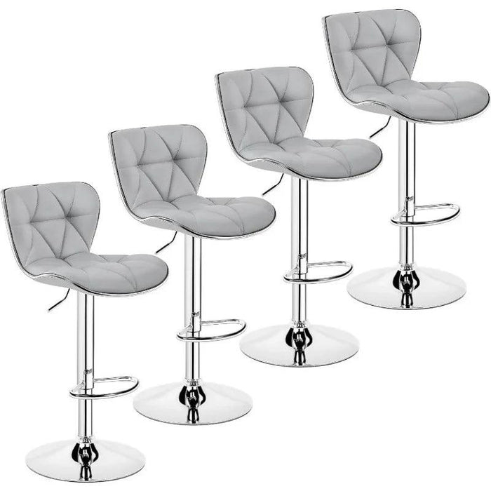 Set of 4 Retro Brown Adjustable Swivel Bar Stools with Shell Back