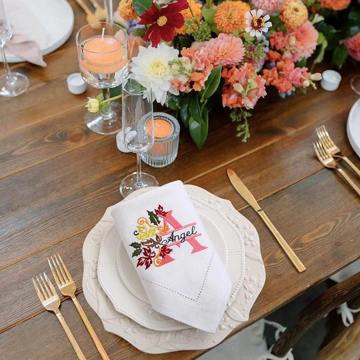 Custom Embroidered Luxury Napkins with Personalized Monogram - Elegant Dining Essential