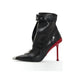 Red Pointed High Heel Ankle Boots with Zipper and Stylish Metal Details