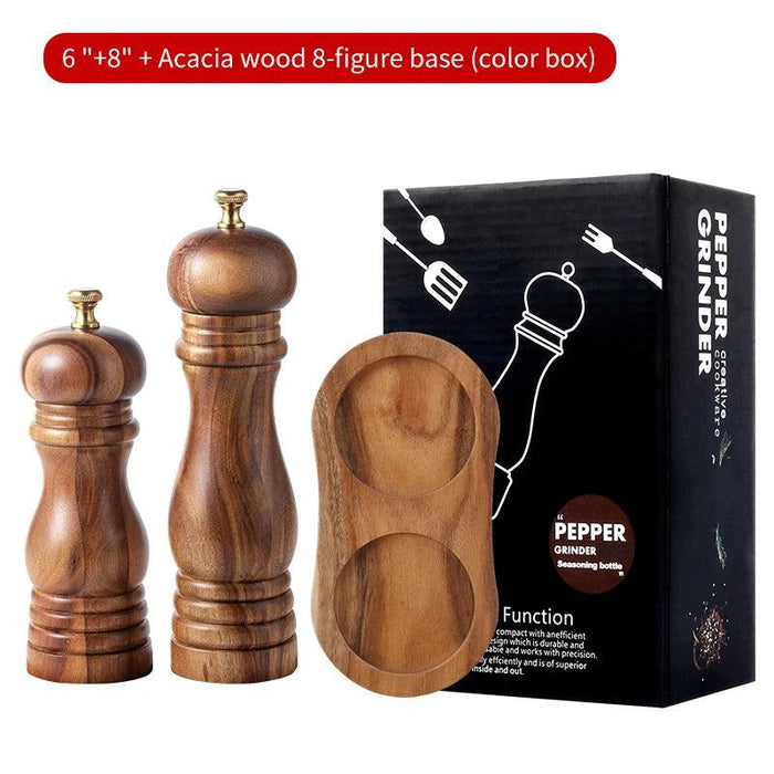 Elegant Acacia Wood Spice Grinders - Enhance Your Kitchen Aesthetics