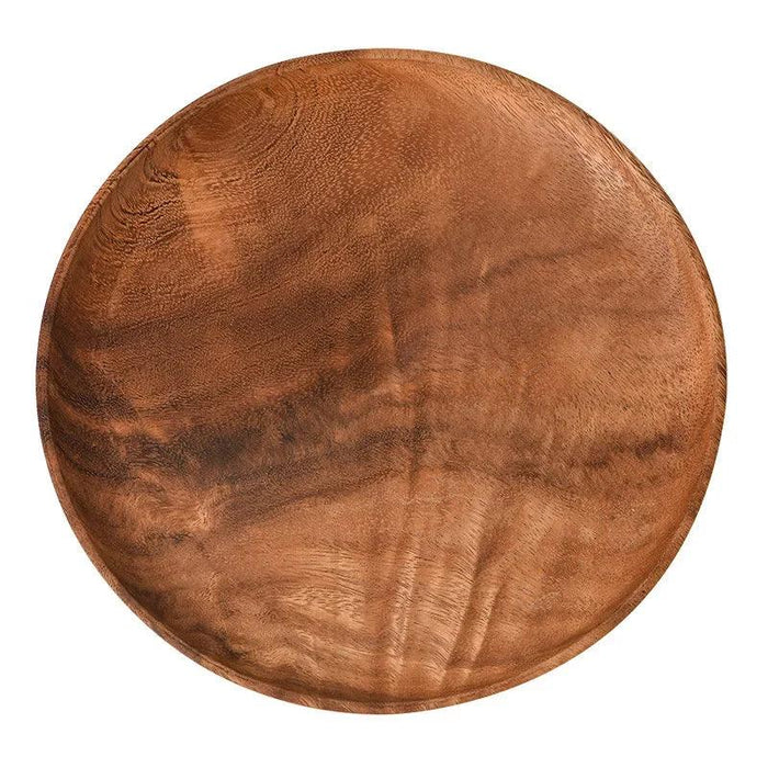 Elegant Acacia Wood Round Serving Platter Set for Japanese Cuisine and Desserts