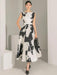 Sleeveless A-line Evening Gown with Contrast Print for Women