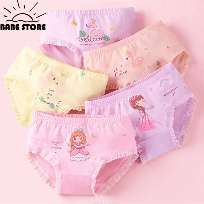 Charming Assorted Color Cotton Briefs for Baby Girls - Fun Print Underwear for Ages 2-10