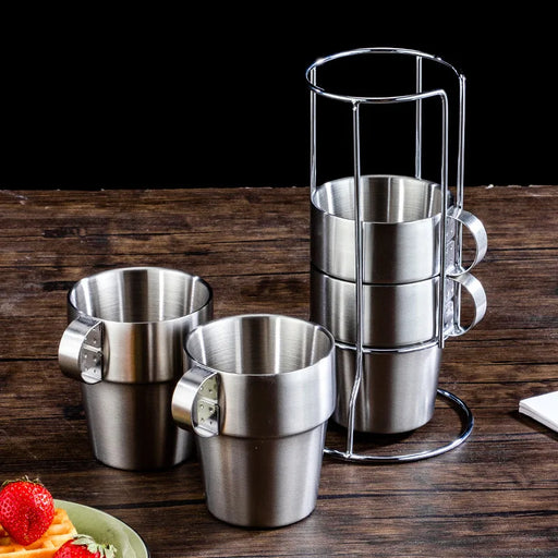 Stylish Set of 6 Insulated Stainless Steel Tea Cups for Home, Bar, and Club