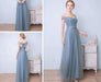 Elegant Custom Dusty Blue Tulle A-Line Dresses for Special Events and Bridesmaids