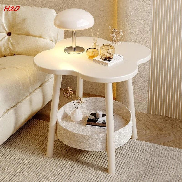 Clover-Shaped Double Tier Storage Coffee Table for Living Room and Balcony