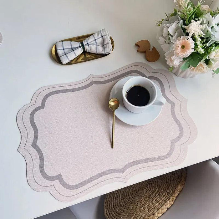 Chic Morandi Cream PU Leather Heat-Resistant Dining Table Mat - Stylish Western Food Placemat