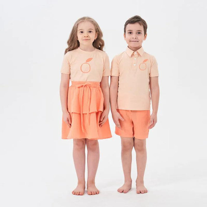 Orange Muslin Collection: Kids’ Stylish Spring/Summer Matching Outfit Set