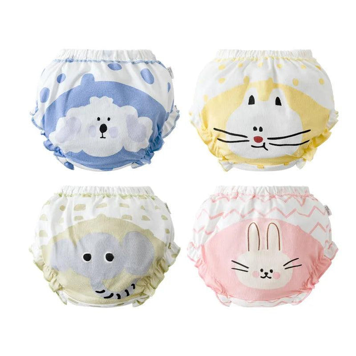 4-Pack Soft Cotton Cartoon Underwear for Baby Girls, Breathable Kids Panties for Ages 1.5-5 Years