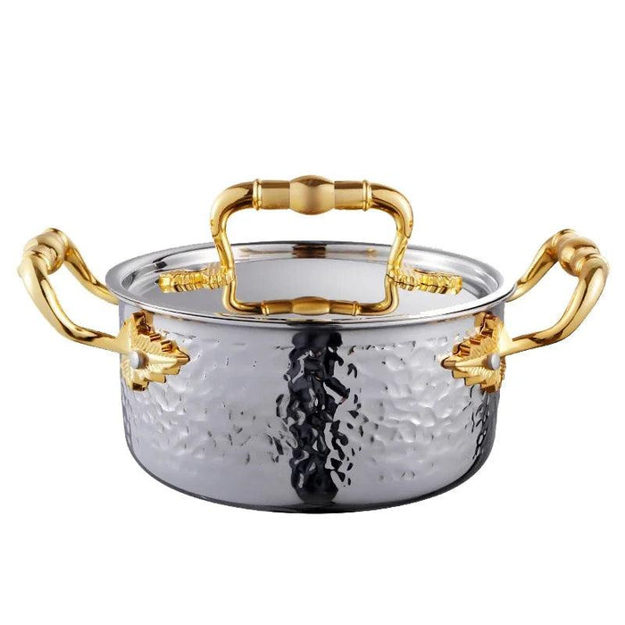 Golden Print Stainless Steel Hot Pot for Single Serving - 16cm Induction Cooker Compatible