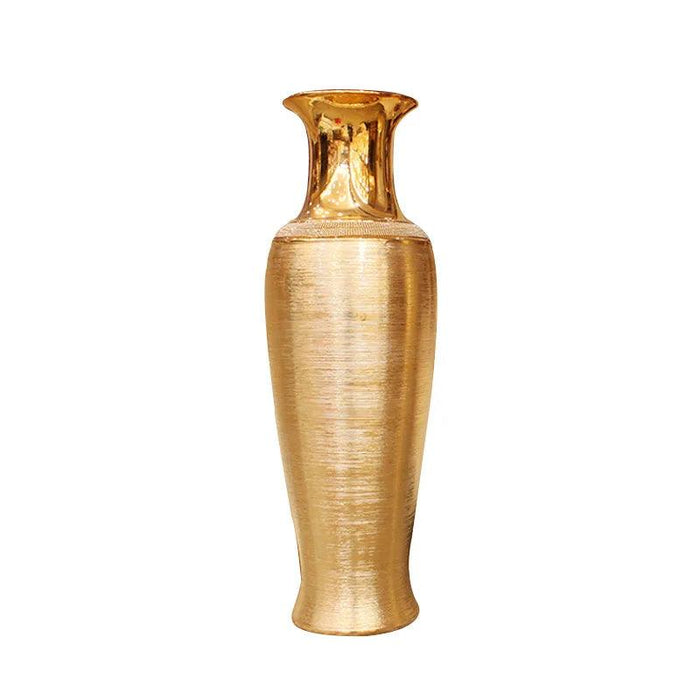 European Chic Ceramic Floor Vase Set - Elegant Silver and Gold Home Decor