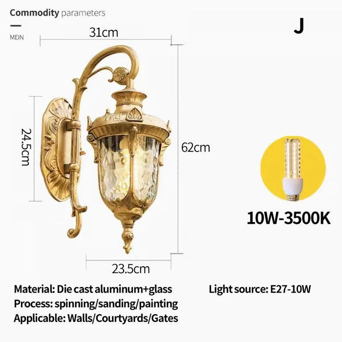 Elegant Waterproof Outdoor Wall Lantern for European-Style Gardens and Patios