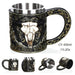 Skull Viking Pirate Resin Steel Tankard - Multi-Purpose Drinking Vessel and Decorative Accent