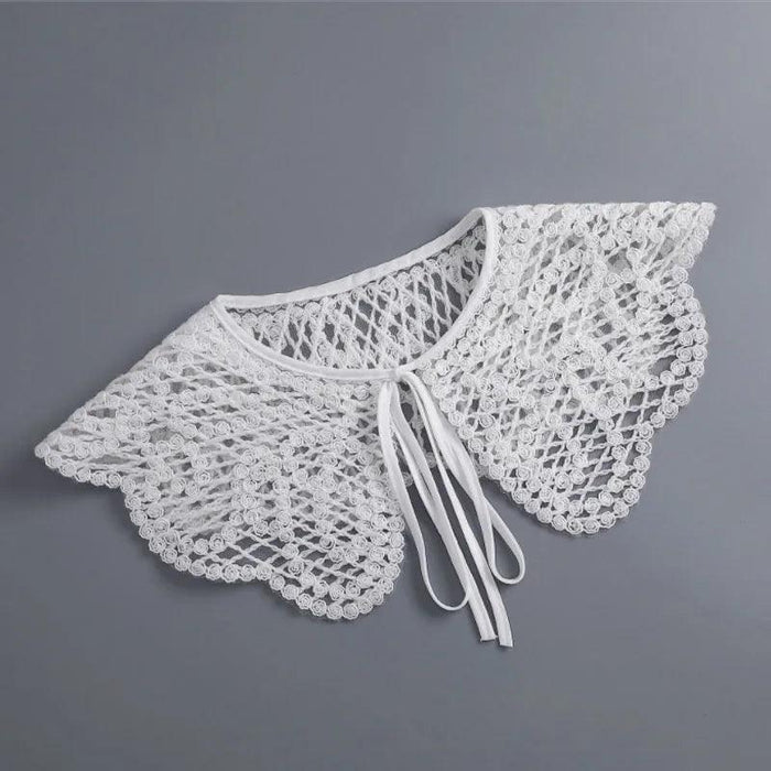 Embroidered Lace Detachable Collar for Women - Elegant White Shawl Accessory