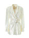 Glamorous Sequined Belted Blazer for Women - Sophisticated Lapel Long Sleeve Coat