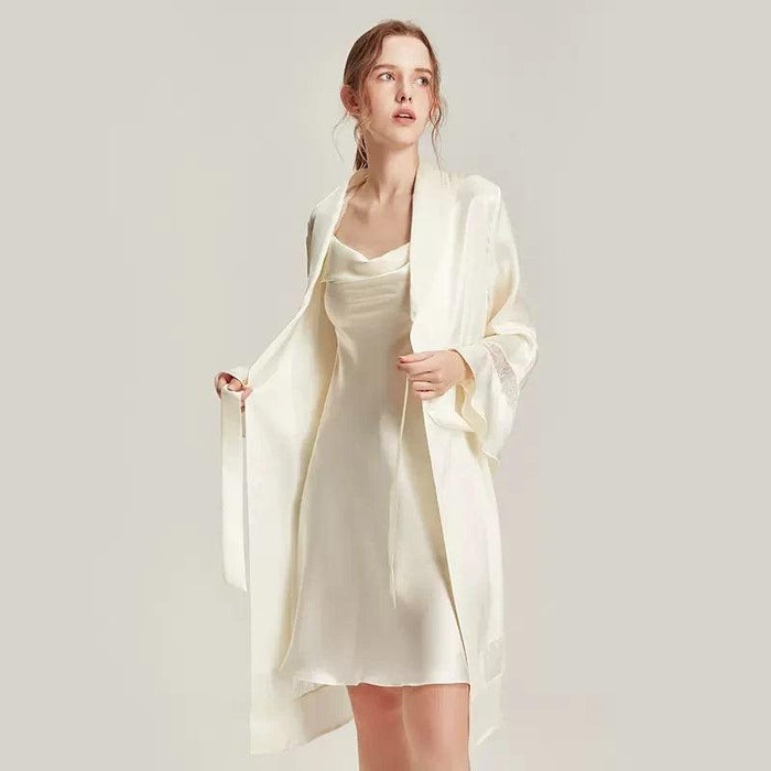 Silk Serenity Sleepwear Set - Luxurious Dress and Robe for Elegant Women