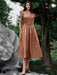 V-neck Bowknot High-Waisted Pleated A-line Evening Dress for Women