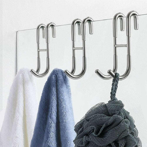 Elegant Stainless Steel Shower, garage, Glass Door Hooks with Silicone Grips - Pack of 2