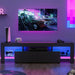 Sleek LED-Illuminated TV Stand with Glass Shelves and Storage, Fits TVs up to 70 Inches