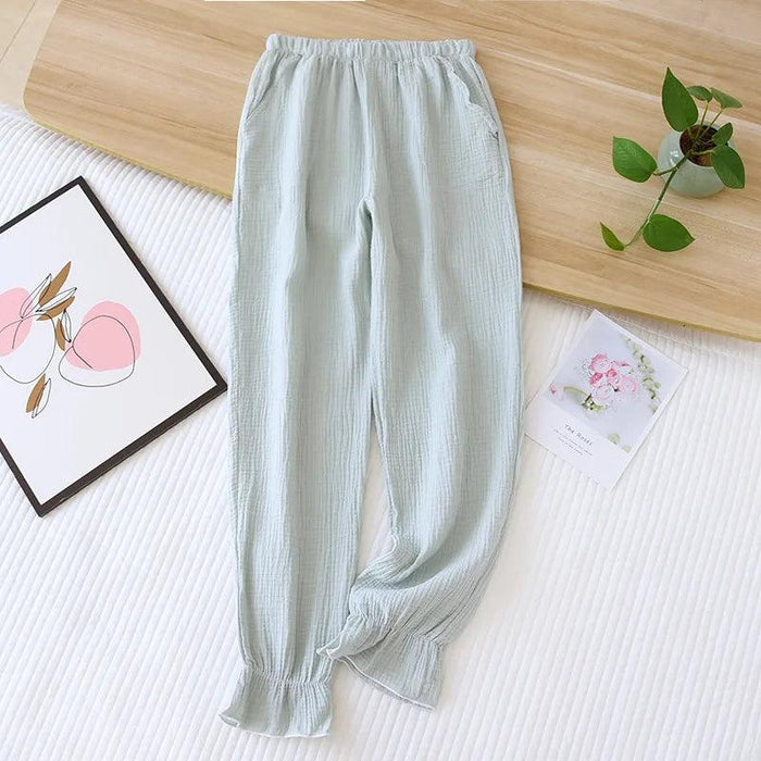 Lightweight Double-Layer Cotton Lounge Pants for Women - Cozy Sleepwear Bottoms