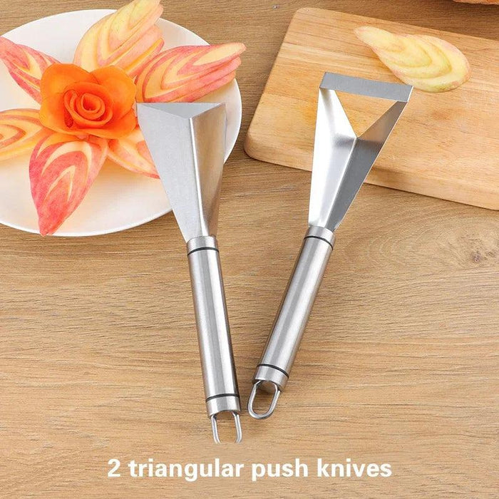 Artistic Apple Design Stainless Steel Fruit Carving Knife Set - Transform Your Fruit Displays