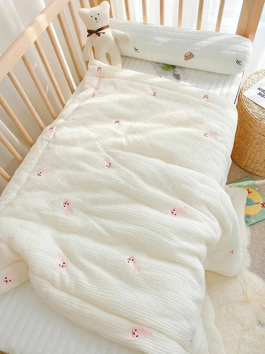 Charming Kawaii Bear Soft Cotton Baby Blanket Set - Ideal for Infants