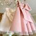 Korean-Inspired Elegant Big Bow Dress for Baby Girl's First Birthday Celebration 2023