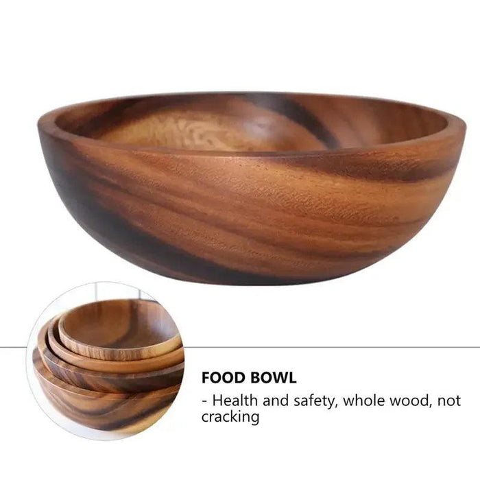 Elegant Rustic Wooden Bowl for Serving Salads and Fruits