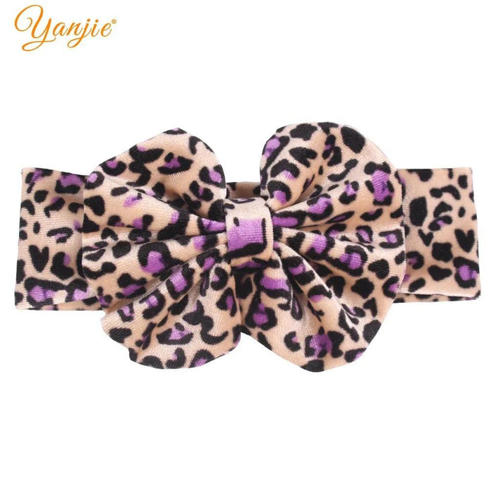 Leopard Print Velvet Headband and Hair Bow Set - Stylish Hair Accessories for Fashion-Forward Girls