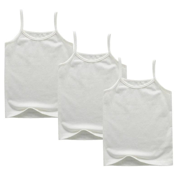 3-Pack Girls' Trendy Sleeveless Cotton Cami Tops - Stylish Spaghetti Strap Vests for Kids