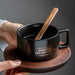 Elegant American Heritage Ceramic Coffee Cup Set with Walnut Cup Holder and Gift Box