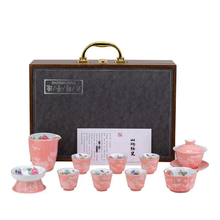 Handcrafted Jade Porcelain Tea Set with Portable Travel Case: A Touch of Elegance Anywhere