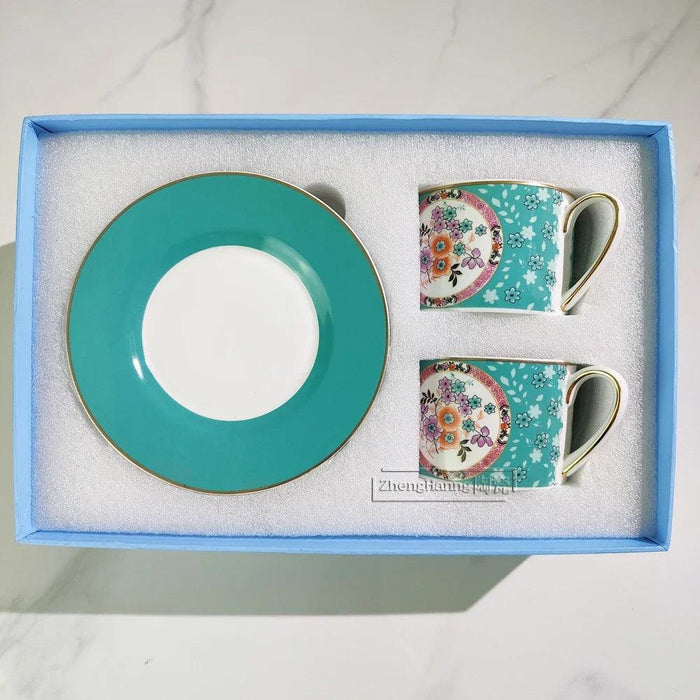 Vintage Elegance Couple's Ceramic Cup and Saucer Set - Perfect for Home and Office Enjoyment