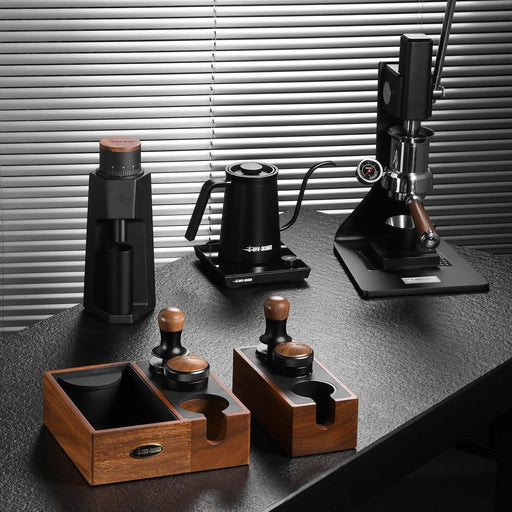 Espresso Knock Box Organizer with Tamping Station Mat - Essential Barista Storage Solution