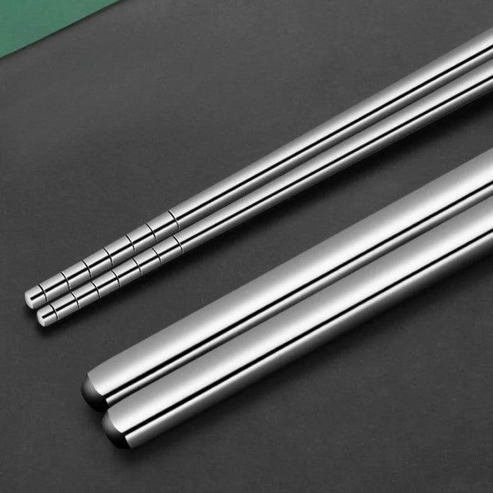 Sustainable Stainless Steel Chopsticks with Extended Length and Anti-Slip Grip