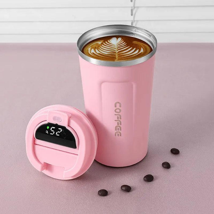 Smart Insulated Coffee Mug with LED Temperature Indicator - 380/510ml Stainless Steel Cup