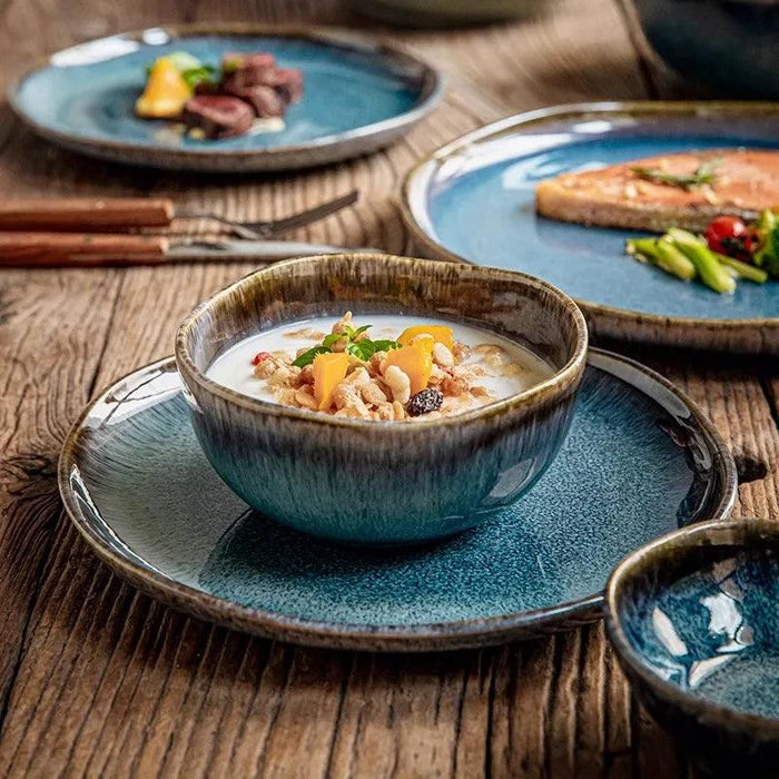 Handcrafted Blue Kiln Charger Plates - Elegant Table Decor for Sophisticated Dining Experiences