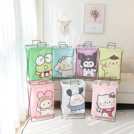 Foldable Hello Kitty Laundry Hamper with Iron Frame - Spacious Waterproof Basket