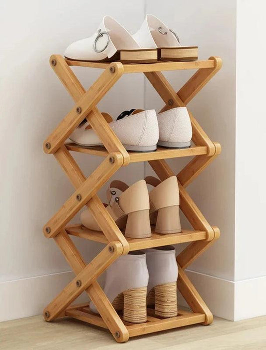 Stylish Multi-Tier Bamboo Footwear Organizer for Efficient Home Storage