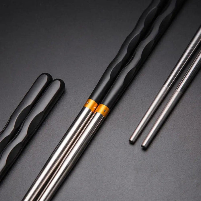 Stylish Anti-Slip Stainless Steel Chopsticks for Sushi and Asian Dishes - Ideal for Home and Restaurant Use