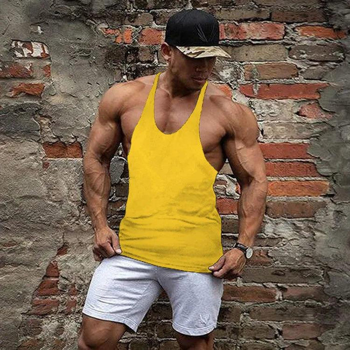 Men's Sleeveless Cotton Tank Top for Bodybuilding and Fitness - Muscle Stringer Vest