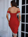 Chic Army Green Off Shoulder Mini Dress with Striking Red Accents - Summer 2023 Glam Collection