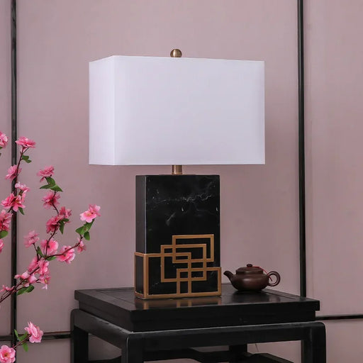 Elegant Marble Table Lamp with Custom Touches: Stylish Contemporary Lighting for Bedroom and Home Décor