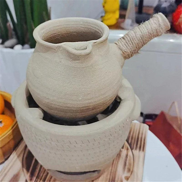 Handcrafted Clay Tea Set with Unique Justice Cup for Artful Brewing