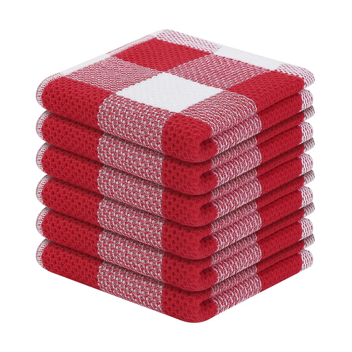 Premium Cotton Waffle Weave Kitchen Towel and Scrub Pad Set