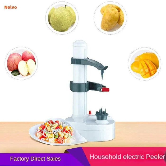 Automatic Electric Peeler for Fruits and Vegetables with Adjustable Fork - Effortless Hands-Free Peeling