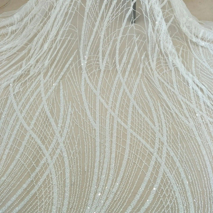 Sophisticated Wedding Lace Fabric for Bridal Gowns - 130cm Wide, Sold by the Yard