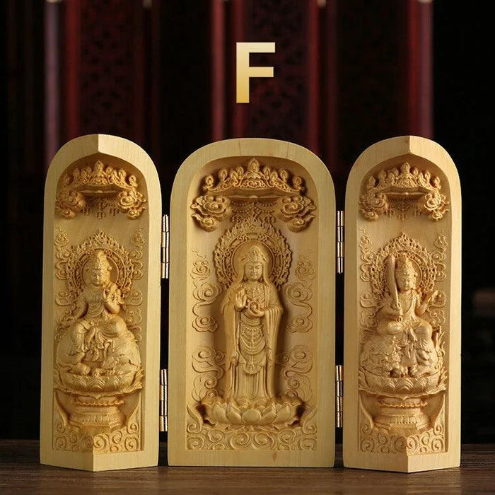 Exquisite Boxwood Carving of Thousand-Handed Guanyin with Elegant Packaging