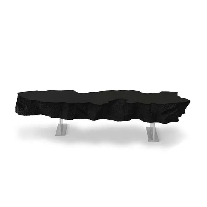 Sophisticated Black Irregular Coffee Table with Theater-Inspired Design - Vintage Breakfast and Living Room Accent Piece