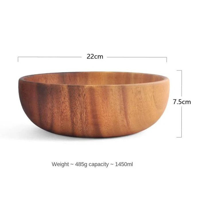 Kids' Safe Acacia Wood Bowl Set - Stylish Anti-Scald Soup and Salad Dishes